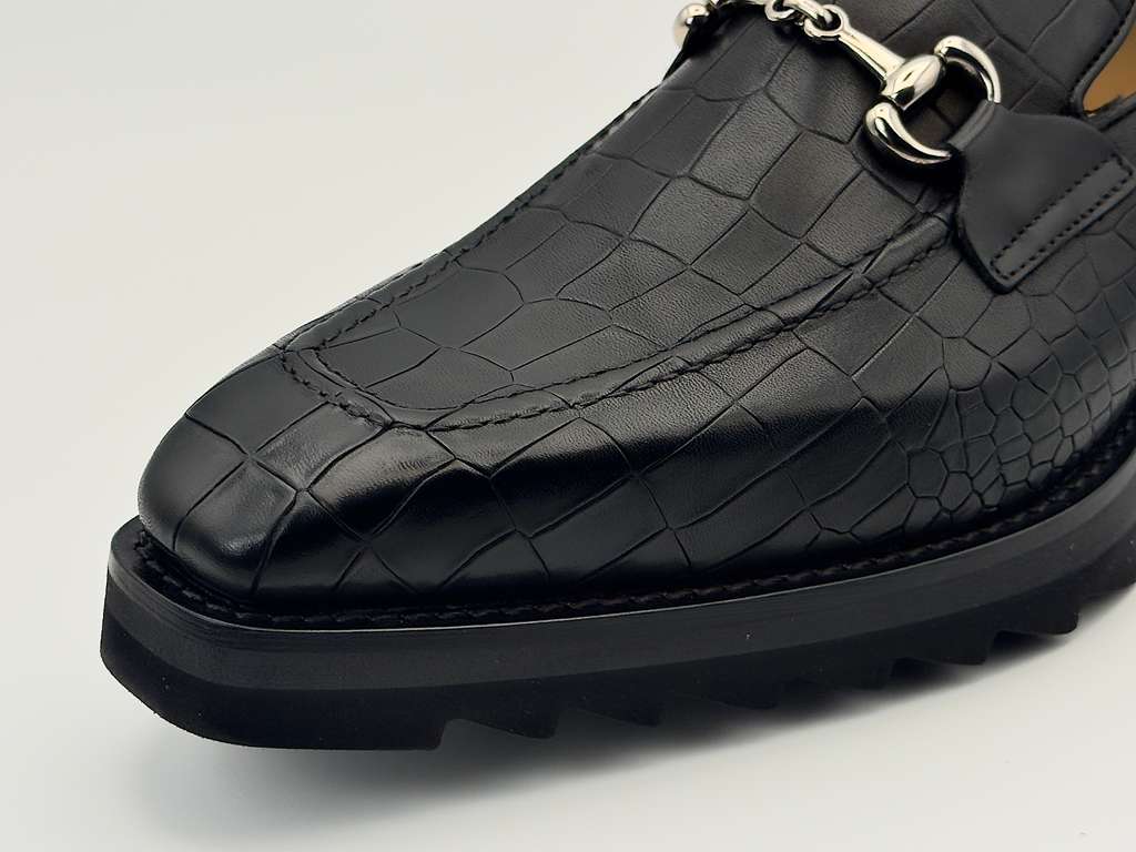 The Monaco Horsebit Loafer – Obsidian Black Croc Edition