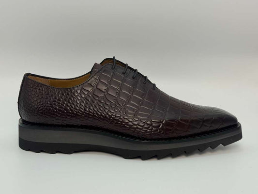 The Sovereign Lace-Up – Dark Mahogany Croc Edition