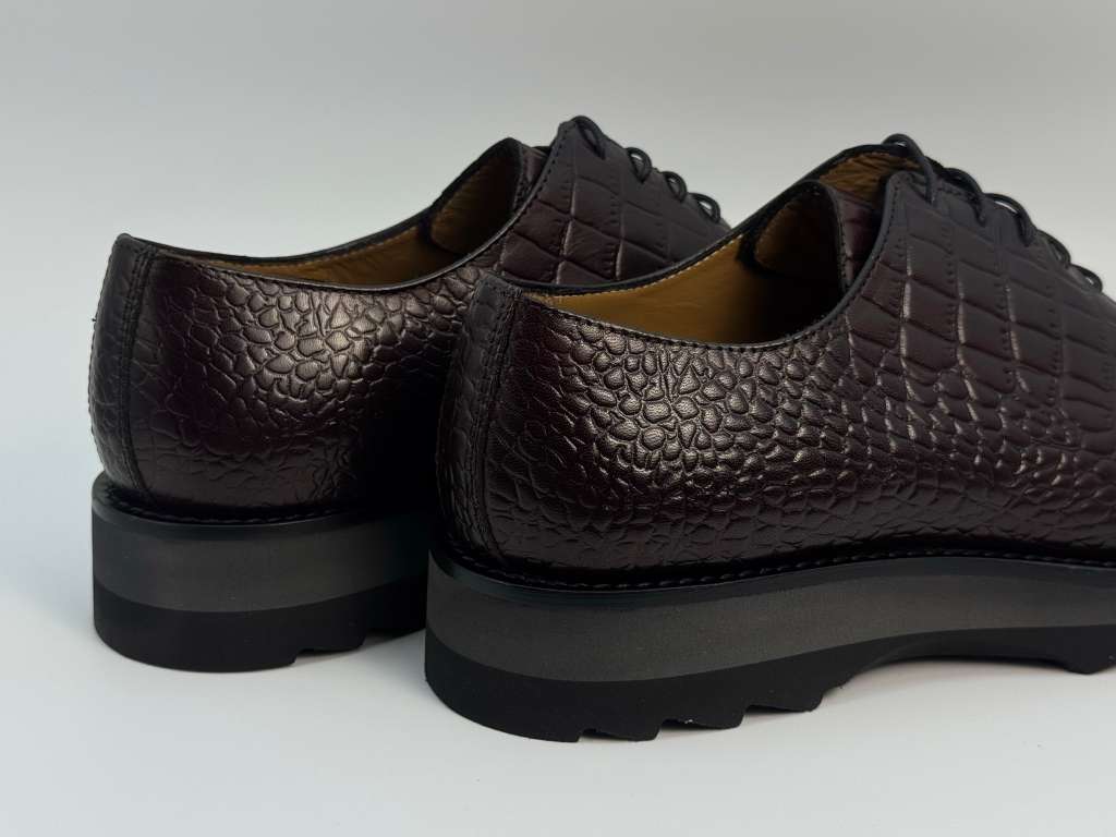 The Sovereign Lace-Up – Dark Mahogany Croc Edition