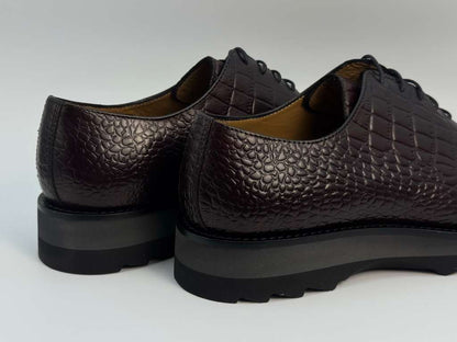 The Sovereign Lace-Up – Dark Mahogany Croc Edition