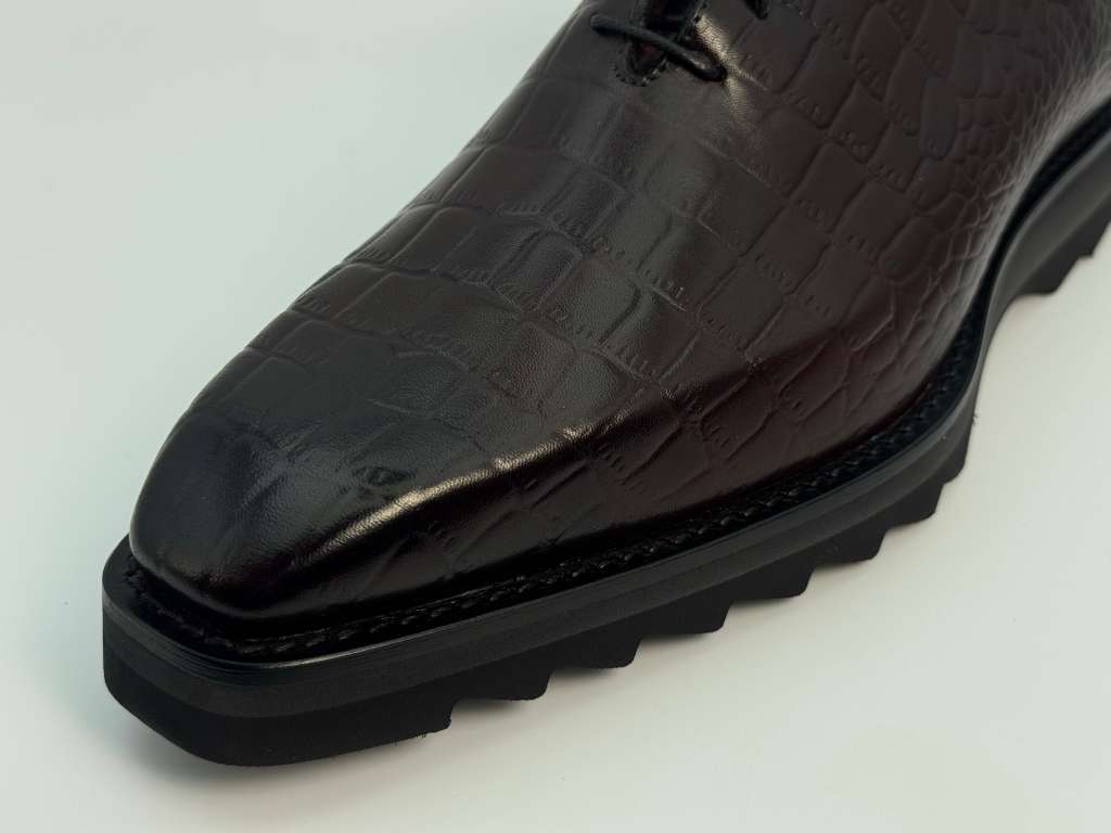 The Sovereign Lace-Up – Dark Mahogany Croc Edition
