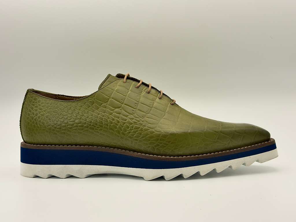 The Sovereign Lace-Up – Olive Croc Edition