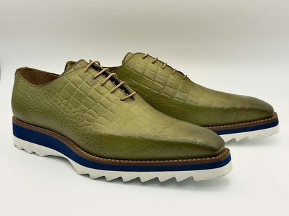 The Sovereign Lace-Up – Olive Croc Edition