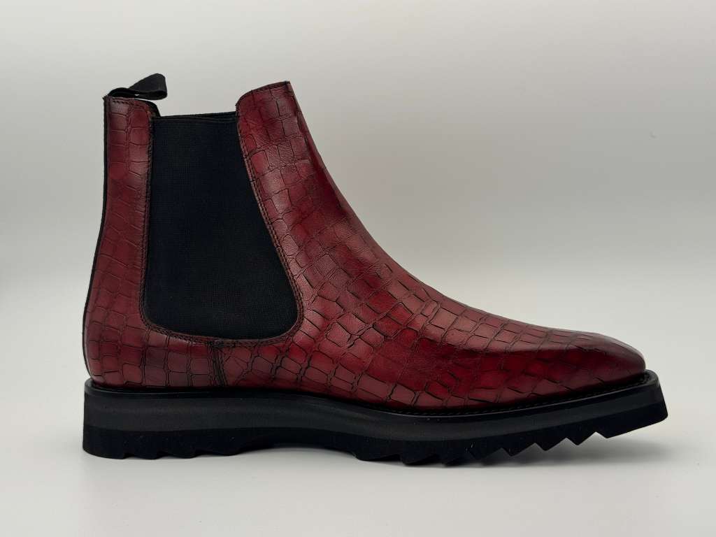 The Amalfi Chelsea – Crimson Oxblood Croc Edition