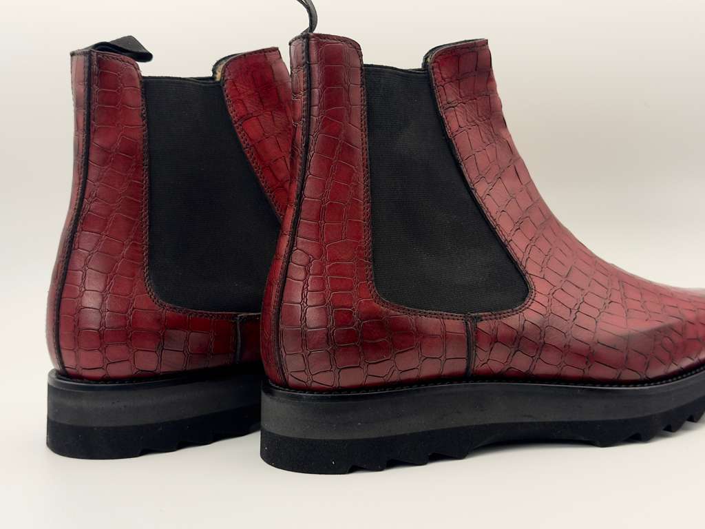 The Amalfi Chelsea – Crimson Oxblood Croc Edition