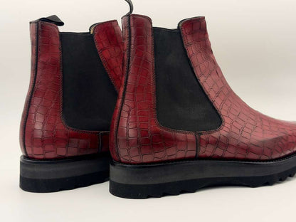 The Amalfi Chelsea – Crimson Oxblood Croc Edition