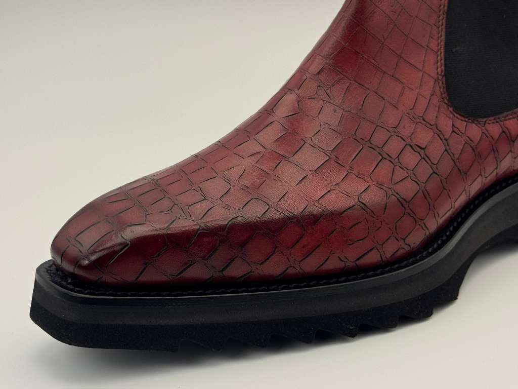 The Amalfi Chelsea – Crimson Oxblood Croc Edition