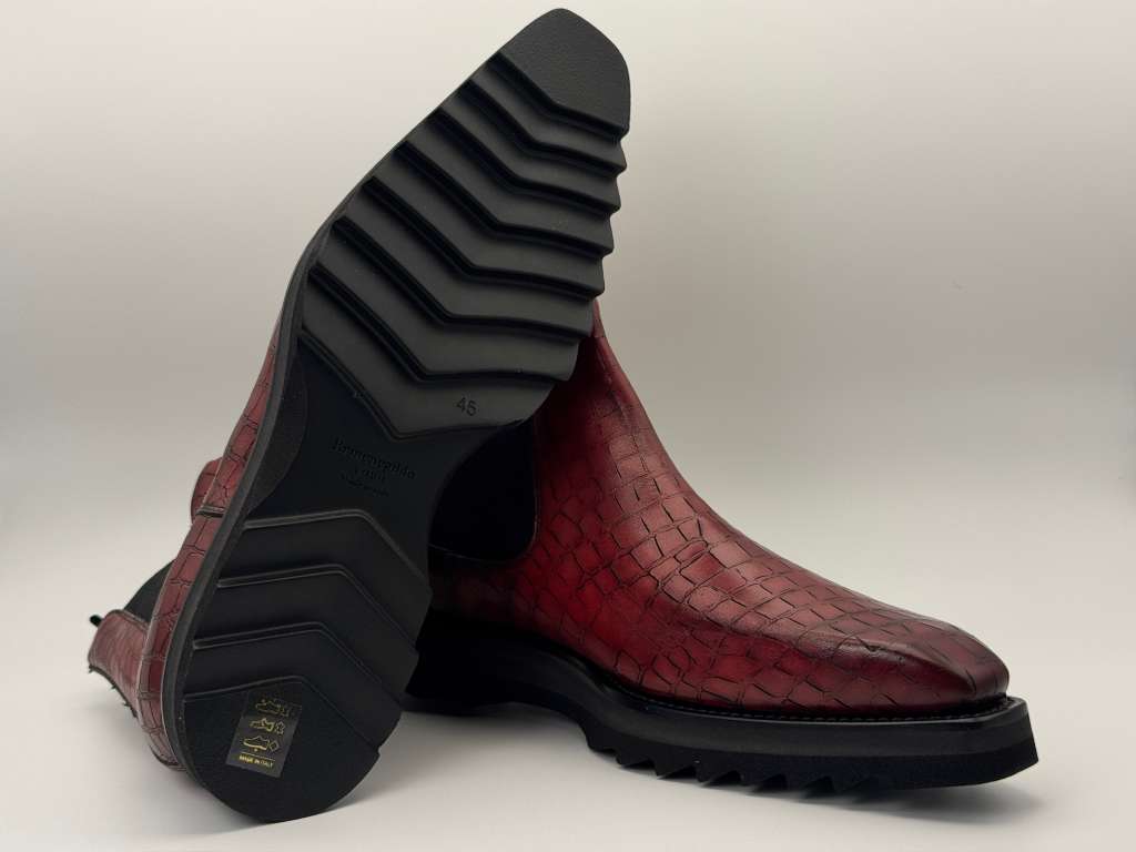 The Amalfi Chelsea – Crimson Oxblood Croc Edition