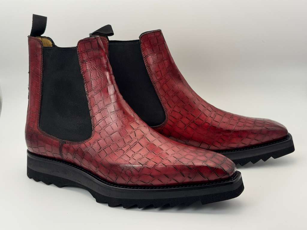 The Amalfi Chelsea – Crimson Oxblood Croc Edition