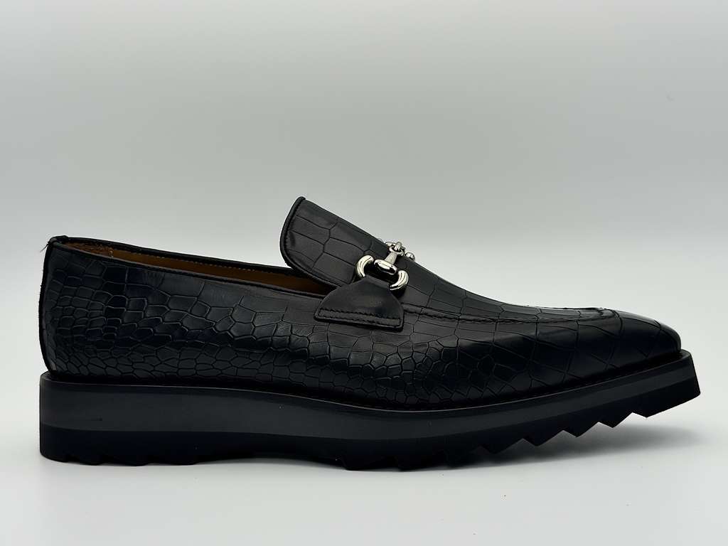 The Monaco Horsebit Loafer – Obsidian Black Croc Edition