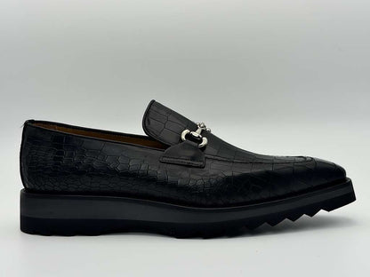 The Monaco Horsebit Loafer – Obsidian Black Croc Edition