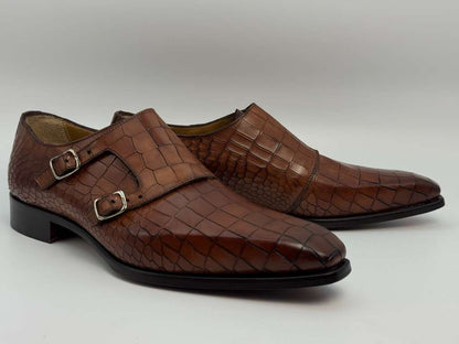 The Heritage Double Monk – Chestnut Croc Edition