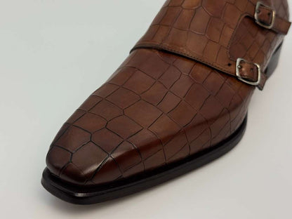 The Heritage Double Monk – Chestnut Croc Edition