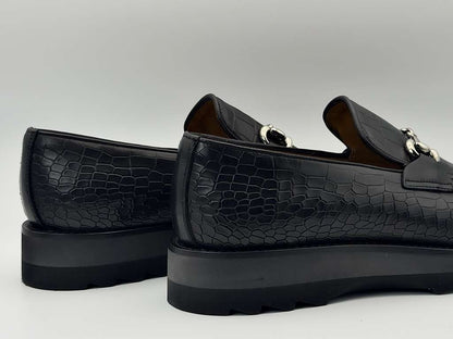 The Monaco Horsebit Loafer – Obsidian Black Croc Edition