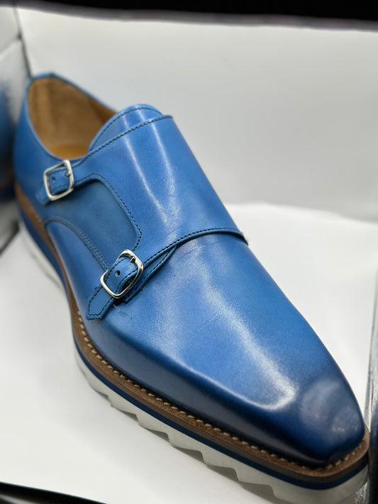 Blue Leather Buckle